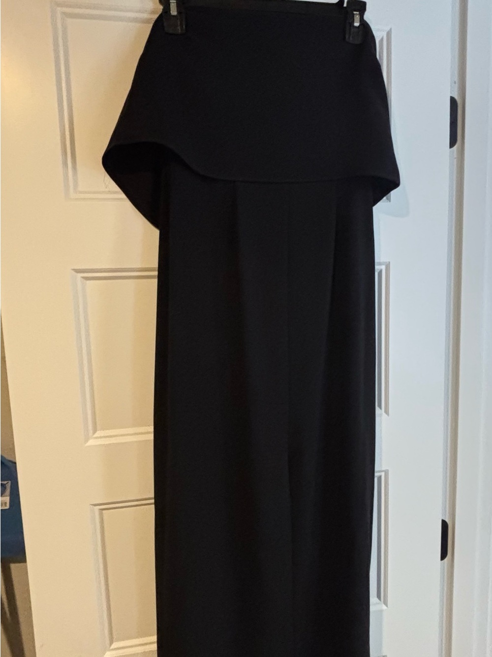 Amanda Uprichard Black Strapless Maxi Gown with Overlay